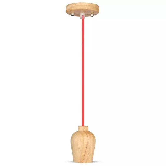 Wooden Pendant Light Red Wire