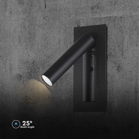 V-TAC CREE SMD falba süllyeszthető 2W LED olvasólámpa, meleg fehér, fekete ház - SKU 239996