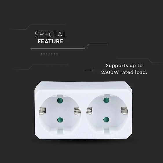2 Ways Adapter With Earthing Contact 10/16A 250V (Label + Polybag With Headcard ) White
