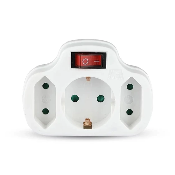 Adapter With Switch & Earthing Contact 2 Socket 2.5 1 Socket 16A