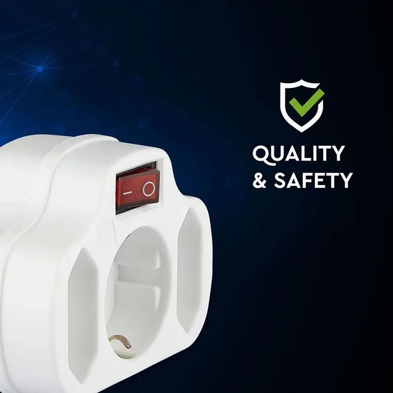 Adapter With Switch & Earthing Contact 2 Socket 2.5 1 Socket 16A