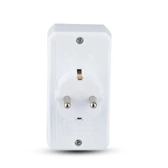 2 Ways Adapter With 2 Euro Socket 10A , 1 Socket 10/16A 250V ( Label+ Polybag ) White