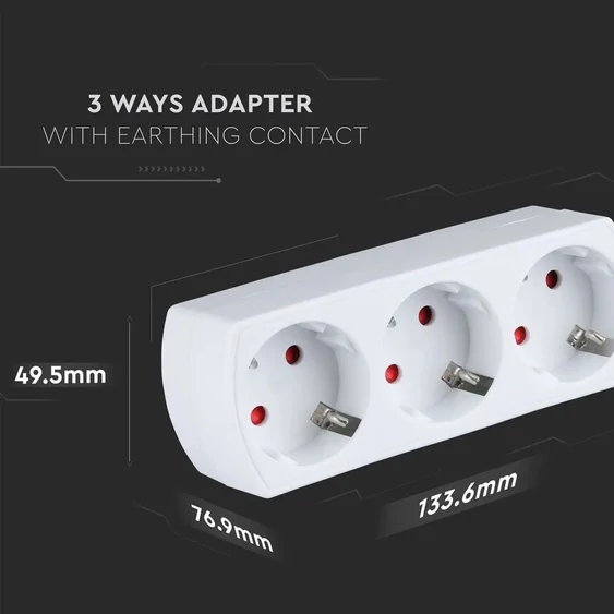 3 Outlet Power Adapter With Earth Contact 16A 250V ( Label + Polybag With Headcard )