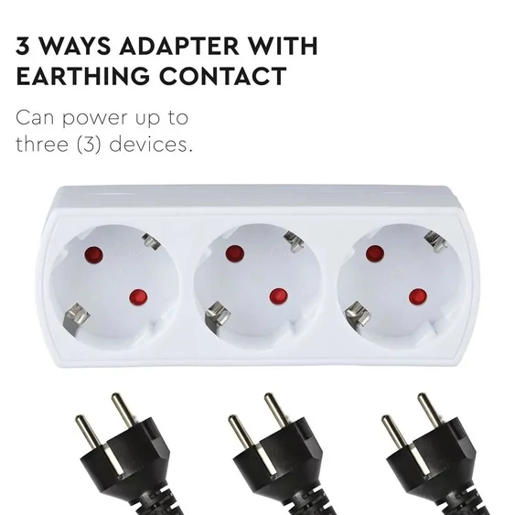 3 Outlet Power Adapter With Earth Contact 16A 250V ( Label + Polybag With Headcard )