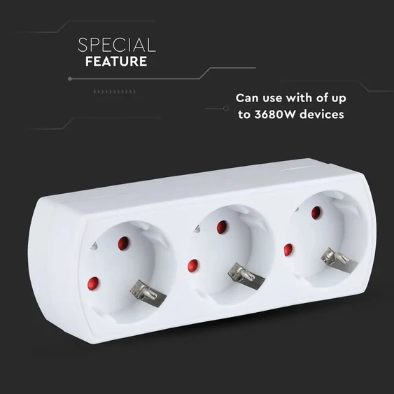 3 Outlet Power Adapter With Earth Contact 16A 250V ( Label + Polybag With Headcard )