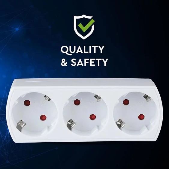 3 Outlet Power Adapter With Earth Contact 16A 250V ( Label + Polybag With Headcard )