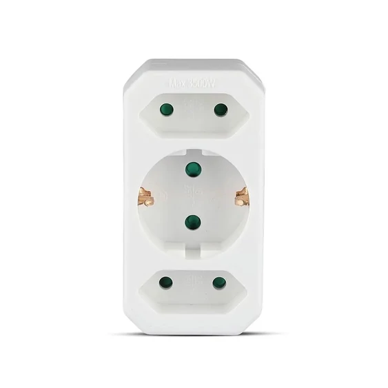 Adapter With Earthing Contact 2 Socket 2.5A 1 Socket 16A White