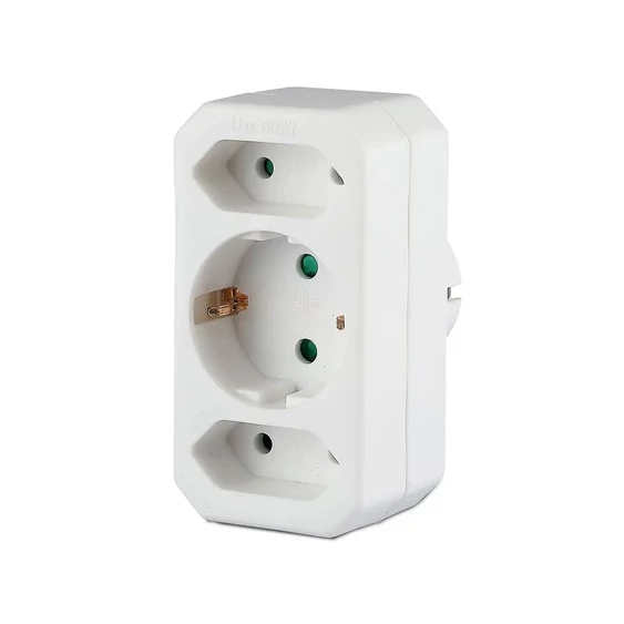 Adapter With Earthing Contact 2 Socket 2.5A 1 Socket 16A White