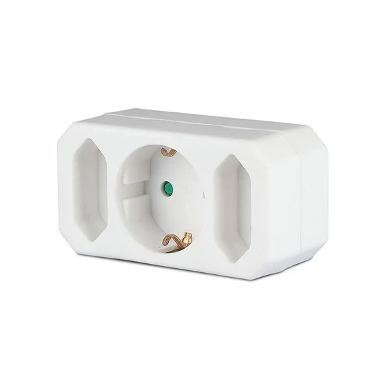 Adapter With Earthing Contact 2 Socket 2.5A 1 Socket 16A White