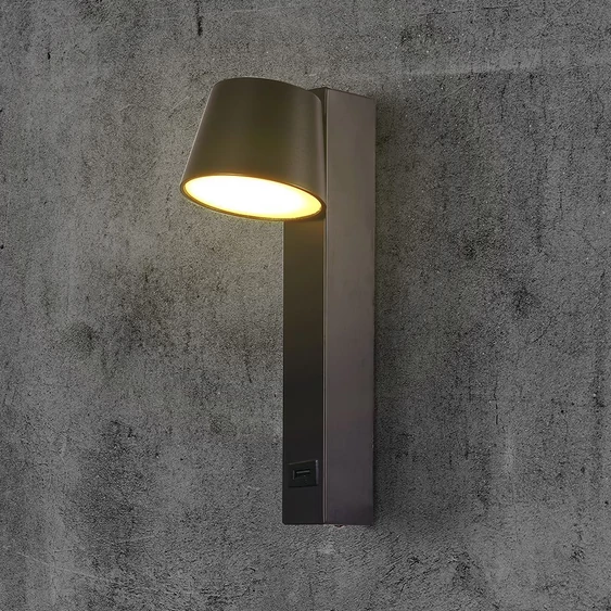 V-TAC fali LED lámpa, USB töltővel, akril fekete, meleg fehér - SKU 23406