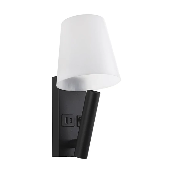 V-TAC fali olvasólámpa 2W CREE LED lámpa USB töltővel, meleg fehér, fekete ház - SKU 240016