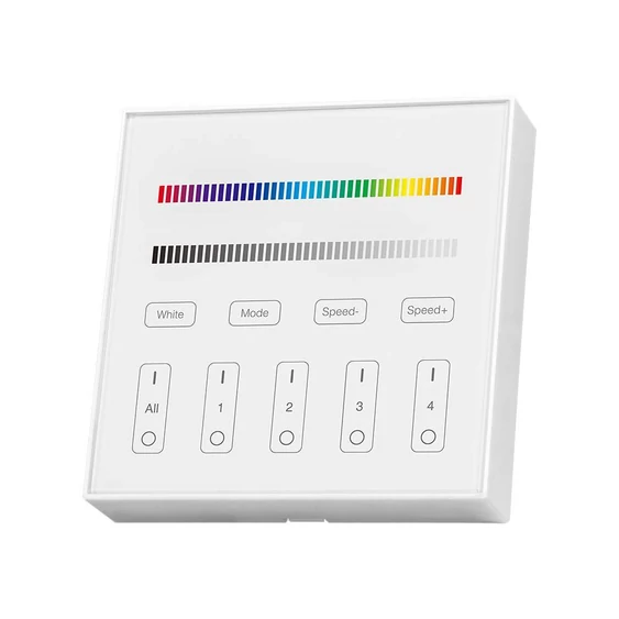 V-TAC RGB+W, fali 4 zónás rádiófrekvenciás LED szalag távirányító - SKU 2917