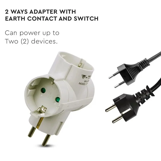 3 Ways Adapter With Earthing Contact 10/16A 250V (Label + Polybag With Headcard ) White