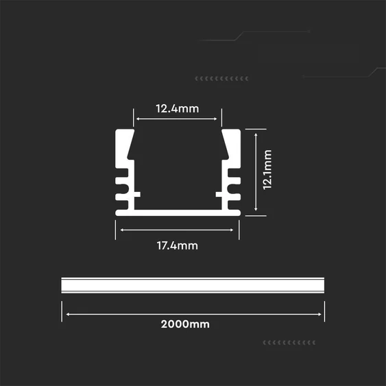 Led Strip Mounting Kit With Diffuser Aluminum 2000* 17.4*12.1MM Milky