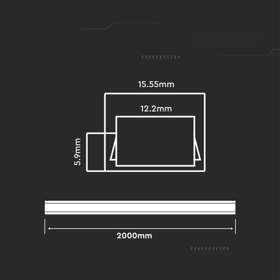 Led Strip Mounting Kit With Diffuser Aluminum 2000*16*7MM Milky