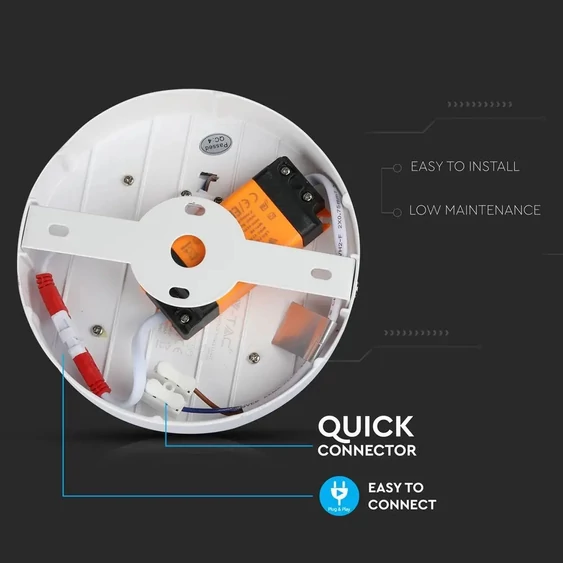 V-TAC falon kívüli mennyezeti kerek LED panel 8W meleg fehér - SKU 4890
