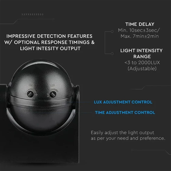 Infrared Motion Sensor Wall Black