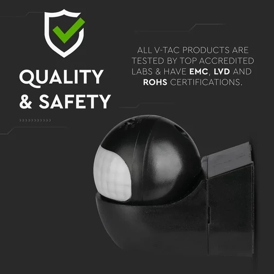 PIR Wall Sensor With Moving Head Black