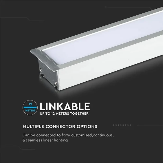 LED Linear Light SAMSUNG CHIP - 40W Recessed Silver Body 4000K 1211x70x35mm