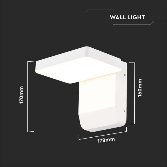V-TAC fehér fali forgatható kültéri 17W LED lámpatest, természetes fehér - SKU 2943