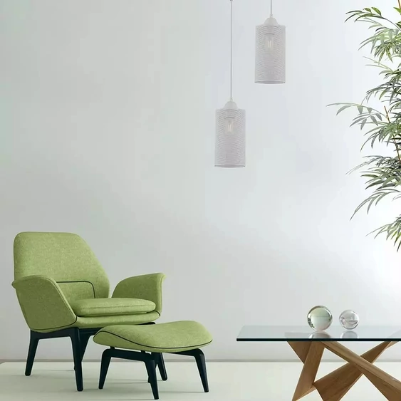 Pendant Light Matt White With White Canopy