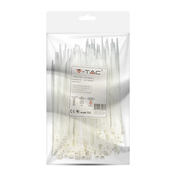 Cable Tie - 4.5*150mm White 100pcs/Pack