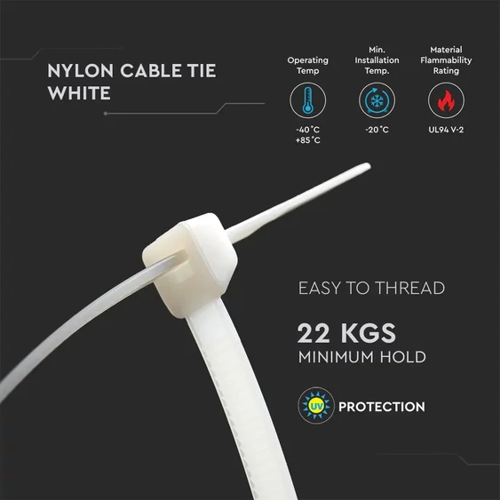 Cable Tie - 4.5*350mm White 100pcs/Pack