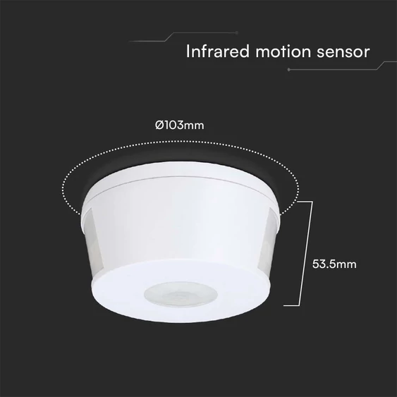 V-TAC fehér PIR mennyezeti mozgásérzékelő, 360°, IP20 - SKU 23162
