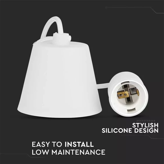 V-TAC fehér szilikon függeszték, E27 foglalattal - SKU 3477