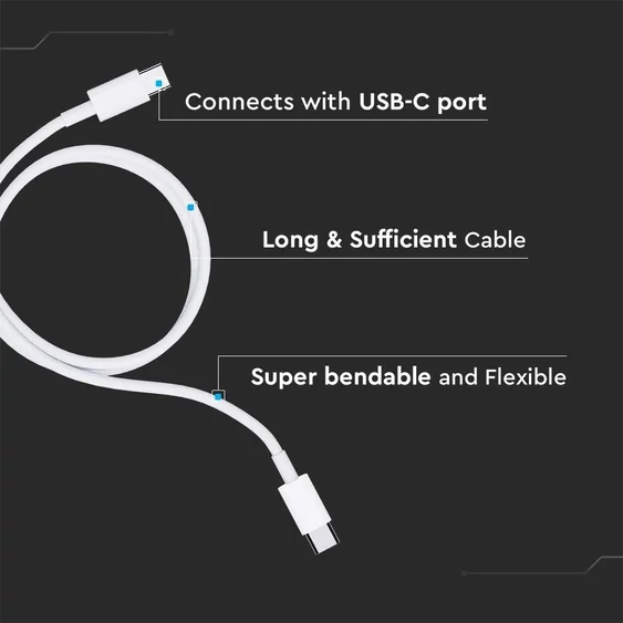 1 М Type C USB Cable White