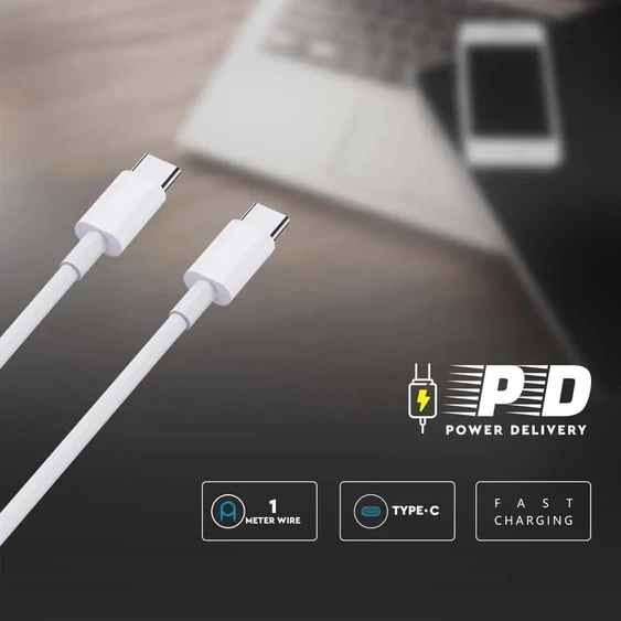 1 М Type C USB Cable White