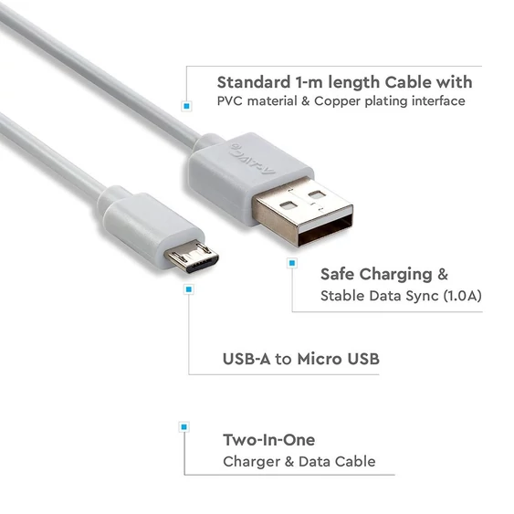 1 M Micro USB Cable White - Pearl Series