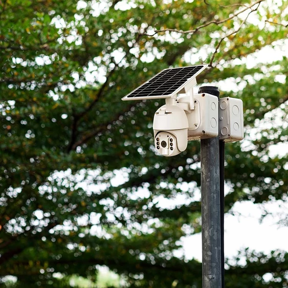 Black WiFi Solar powered outdoor PTZ camera, with motion sensor