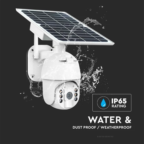 Black WiFi Solar powered outdoor PTZ camera, with motion sensor