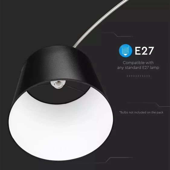 LED Floor Lamp E27 Black Lamp Shade