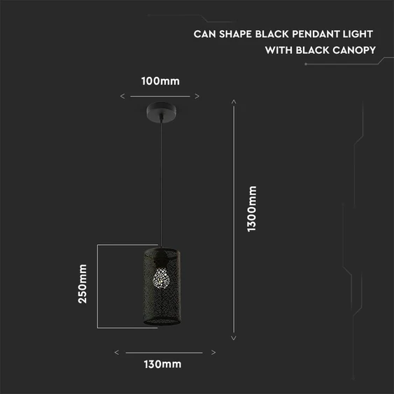 Pendant Light Matt Black With Black Canopy