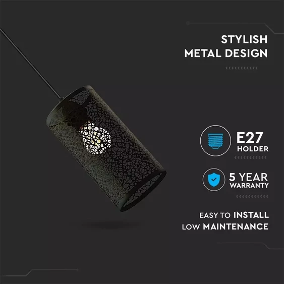 Pendant Light Matt Black With Black Canopy