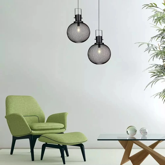 Pendant Light Black Metal Globe  Ф300мм