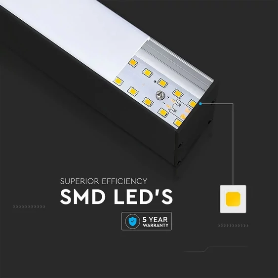 LED Linear Light SAMSUNG CHIP - 40W Hanging Suspension Black Body 4000K 1200x35x67mm