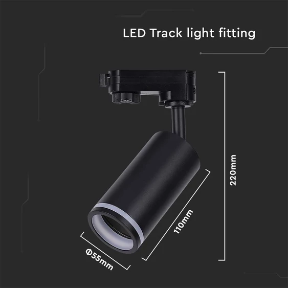 V-TAC fekete tracklight sínbe való GU10 spot lámpatest - SKU 6784