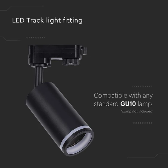 V-TAC fekete tracklight sínbe való GU10 spot lámpatest - SKU 6784