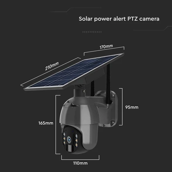 White WiFi Solar powered outdoor PTZ camera, with motion sensor