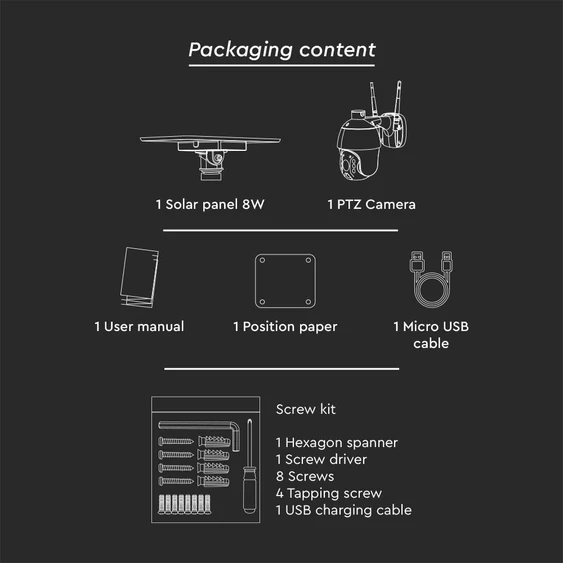 White WiFi Solar powered outdoor PTZ camera, with motion sensor