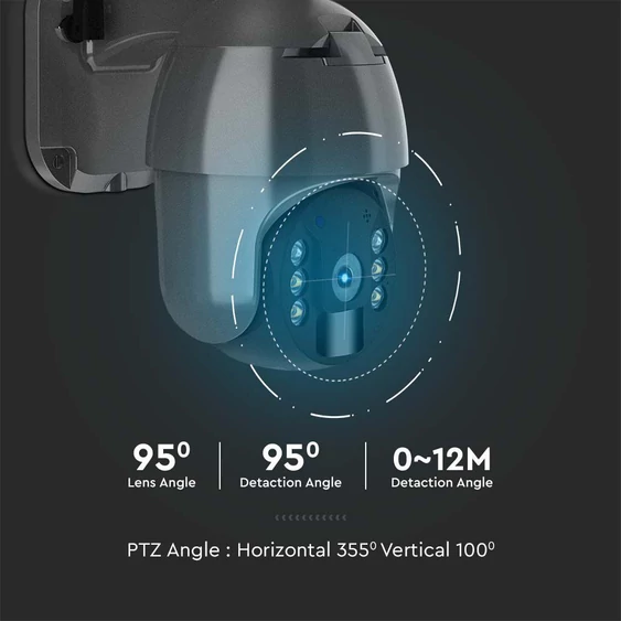 White WiFi Solar powered outdoor PTZ camera, with motion sensor