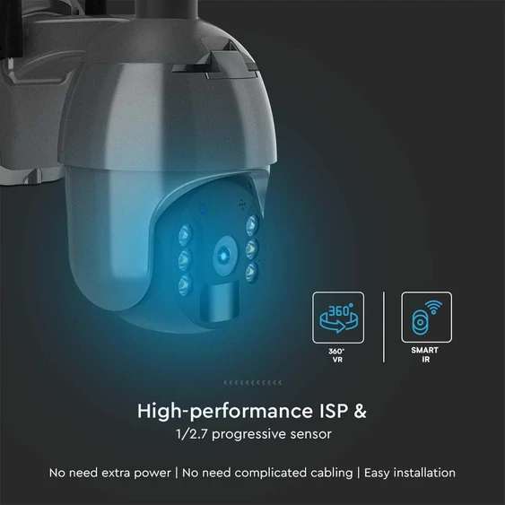 White WiFi Solar powered outdoor PTZ camera, with motion sensor