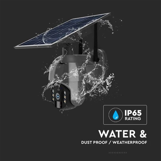 White WiFi Solar powered outdoor PTZ camera, with motion sensor