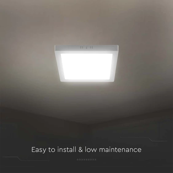 V-TAC felületre szerelhető, műanyag IP20, négyzet LED panel 6W, meleg fehér - SKU 10492