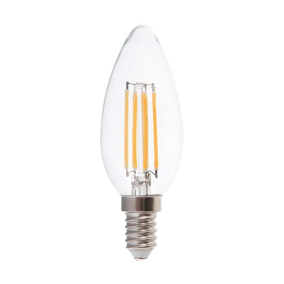 LED Bulb - Filament 5.5W E14 Glass Candle 4000K, C35