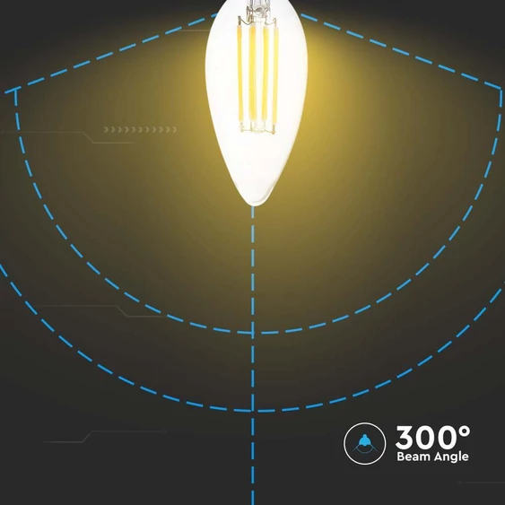 LED Bulb - Filament 5.5W E14 Glass Candle 4000K, C35