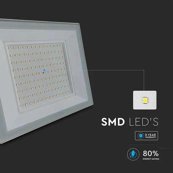 V-TAC FN-széria LED reflektor 100W hideg fehér, fehér házzal - SKU 23981